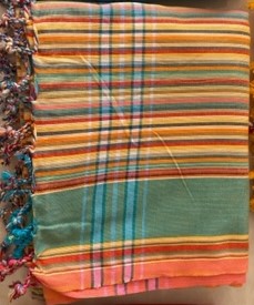 African Sunset- Striped Classic Kikoy with Blue Border