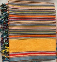 African Sunset- Striped Classic Kikoy with Yellow Border