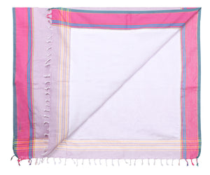 White Towel with Lilac and Pink Border